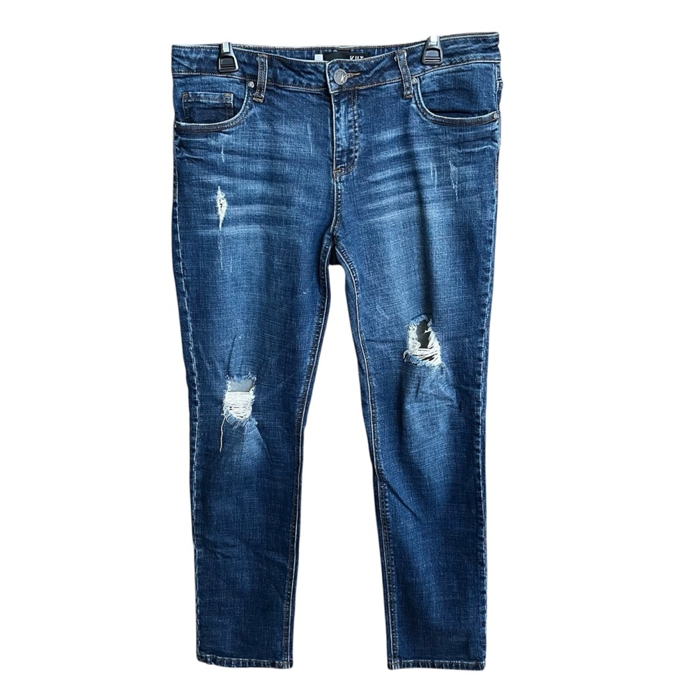 Kut From The Kloth Jeans Catherine Boyfriend Distressed Cropped Boho Size 10